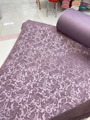 Violet Avangart Yaprak Desen Etuval İpek Şönil Pike Kumaş 