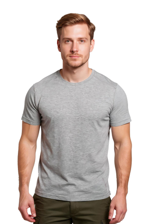 Bisiklet Yaka Gri T-shirt