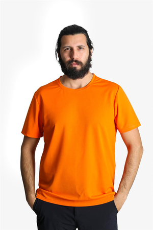 Bisiklet Yaka Turuncu T-shirt