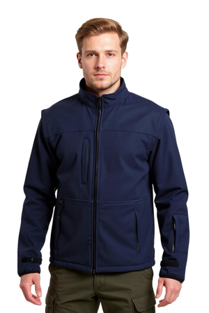 Land Kolları Çıkabilen Softshell Kapüşonlu Lacivert Mont