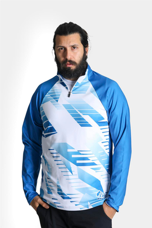 Relax Yarım Fermuarlı Mavi Sweatshirt
