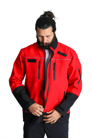 Softshell Kapişonlu Kırmızı Mont