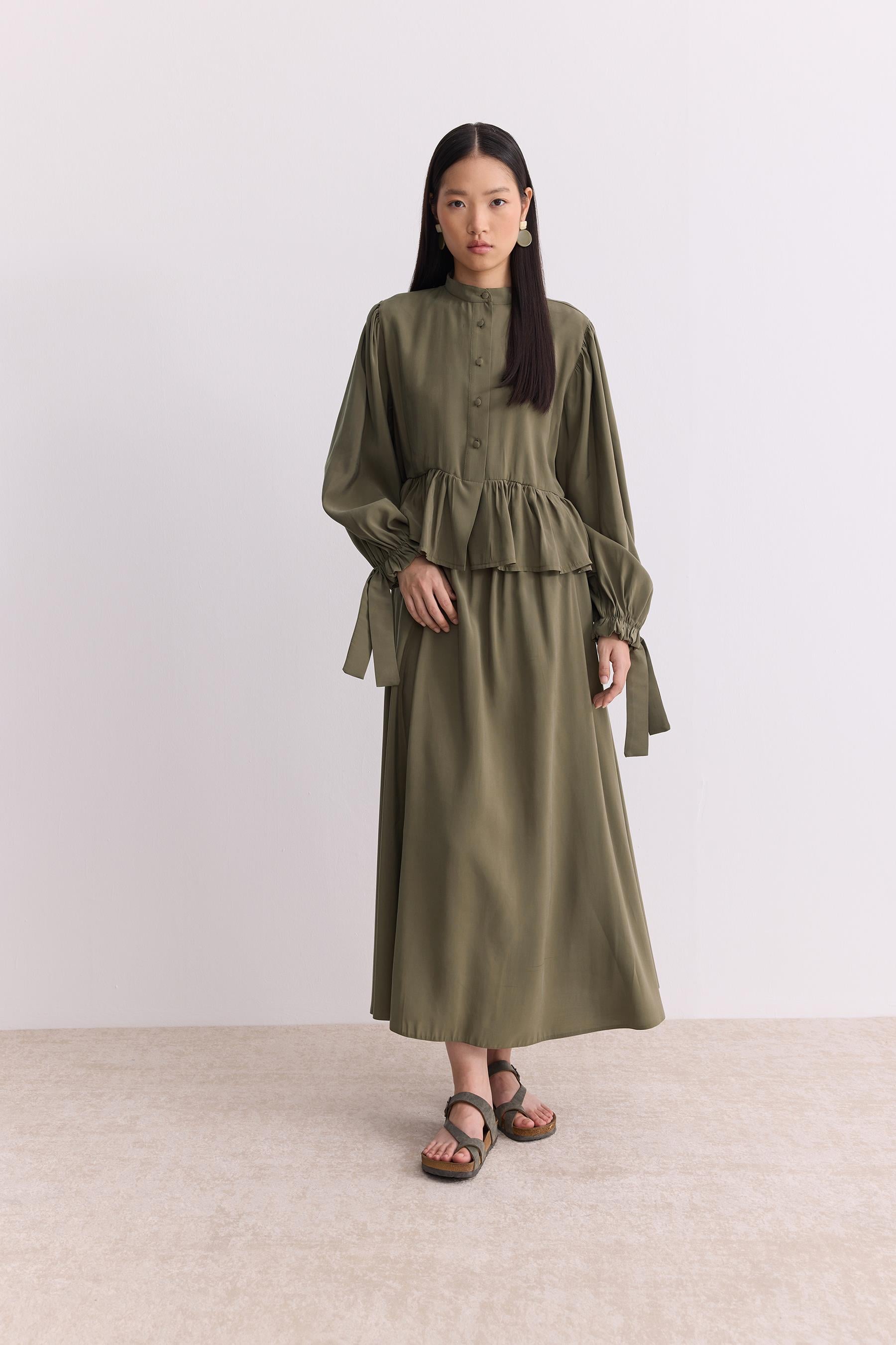 Bluz Etek Takım Olive Green