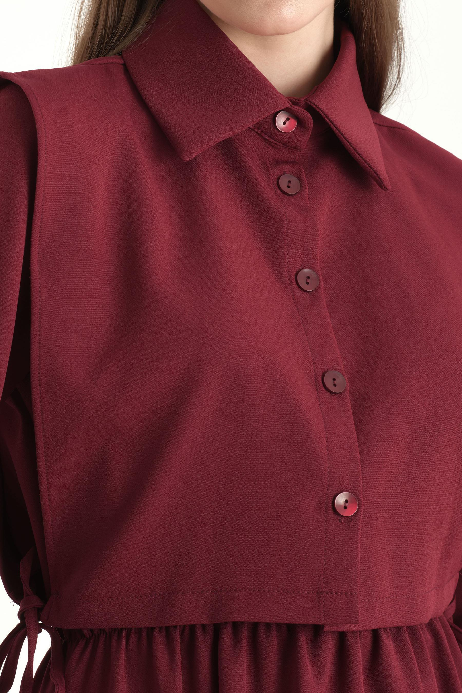 Crop Yelekli Elbise Bordo