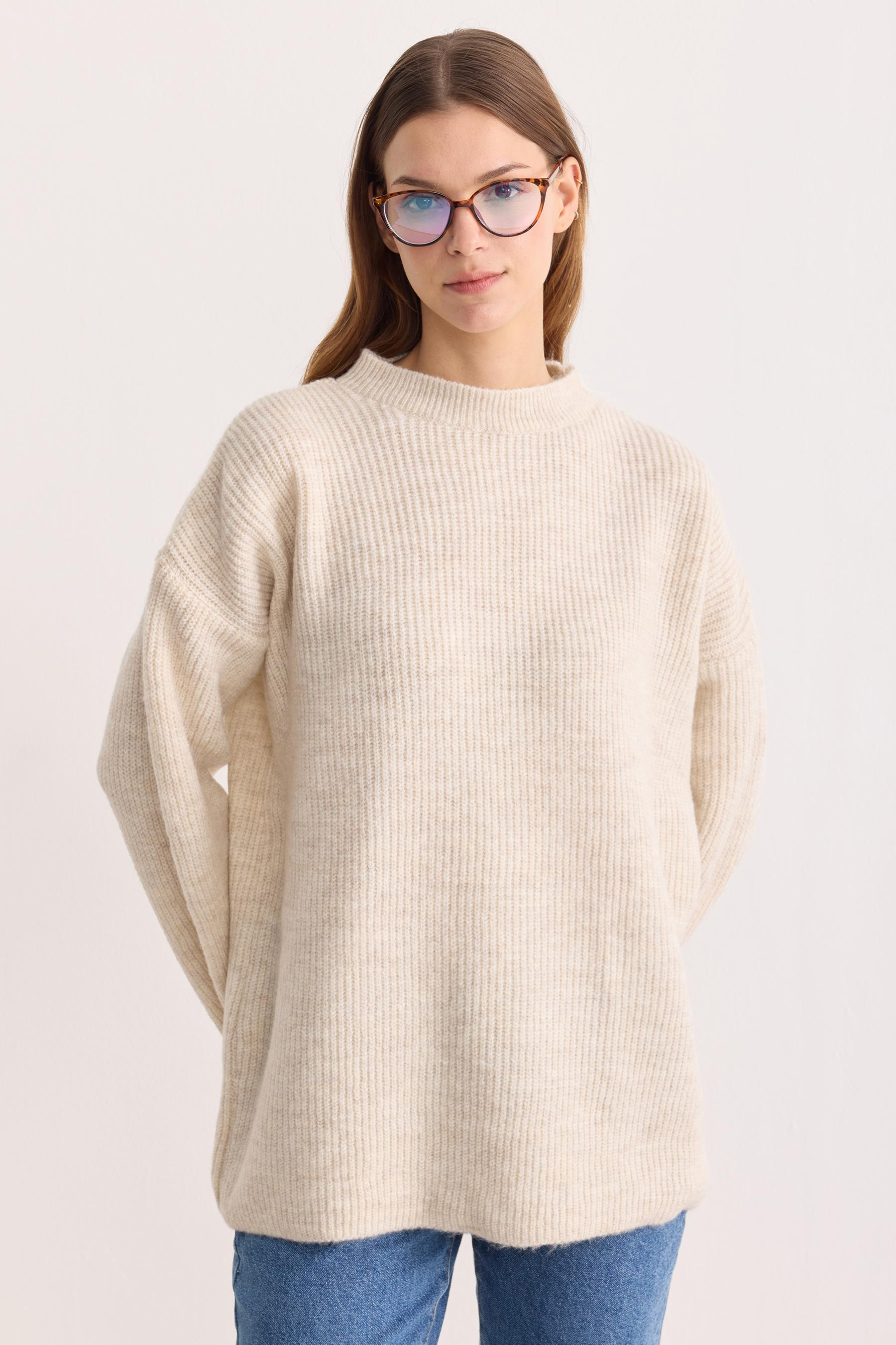 Kobe Oversize Triko Kazak Bej
