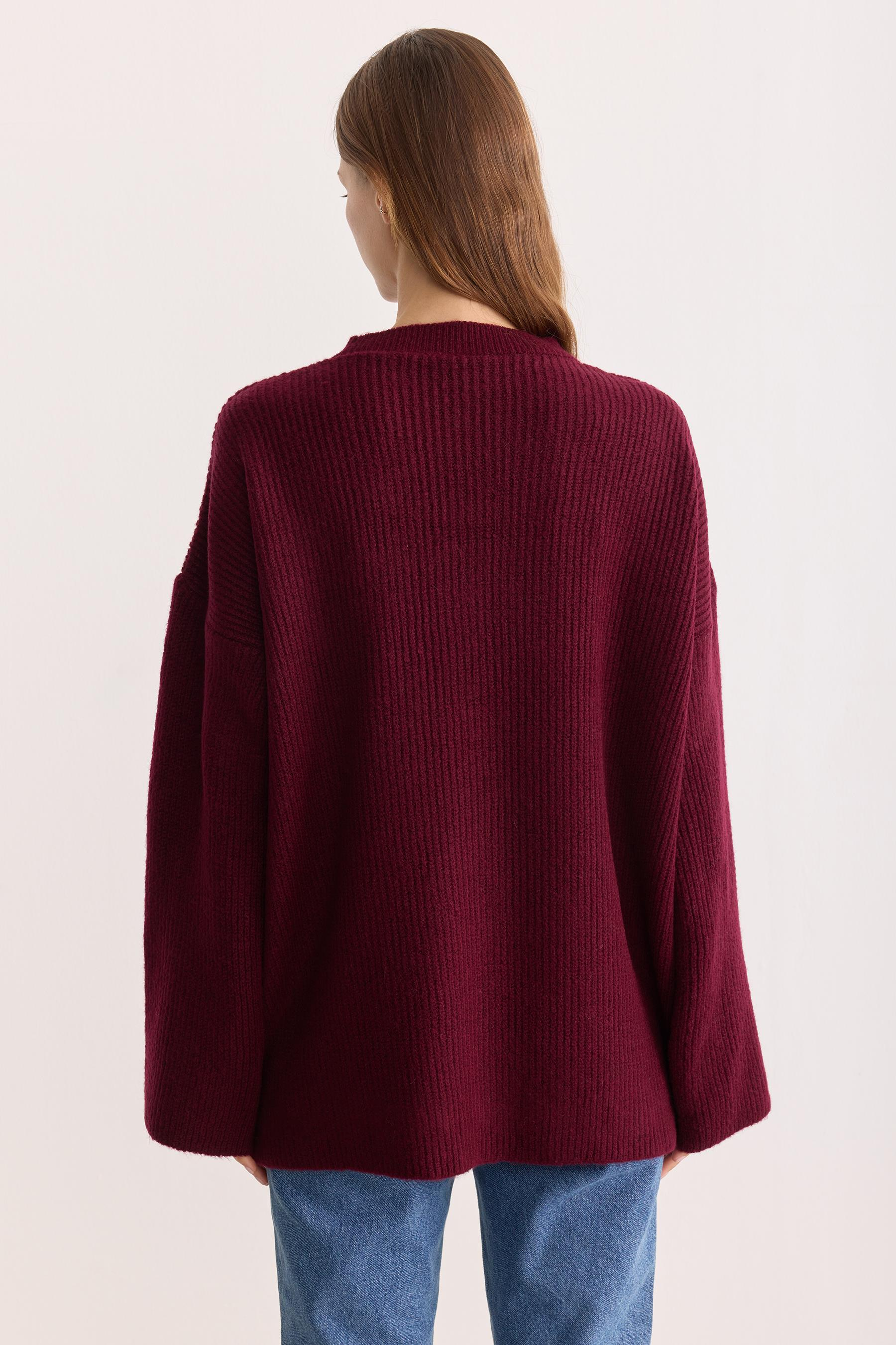 Kobe Oversize Triko Kazak Bordo