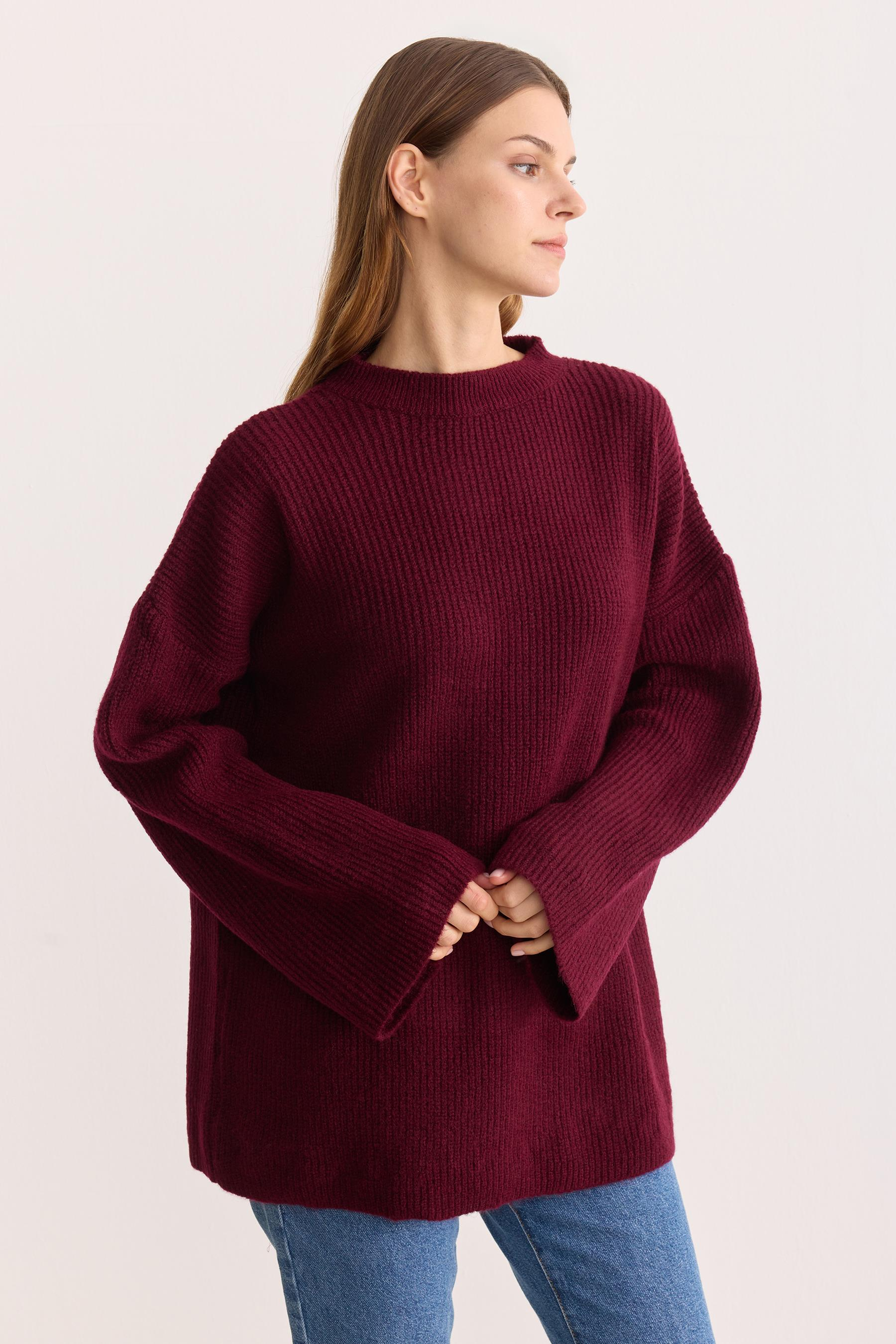 Kobe Oversize Triko Kazak Bordo