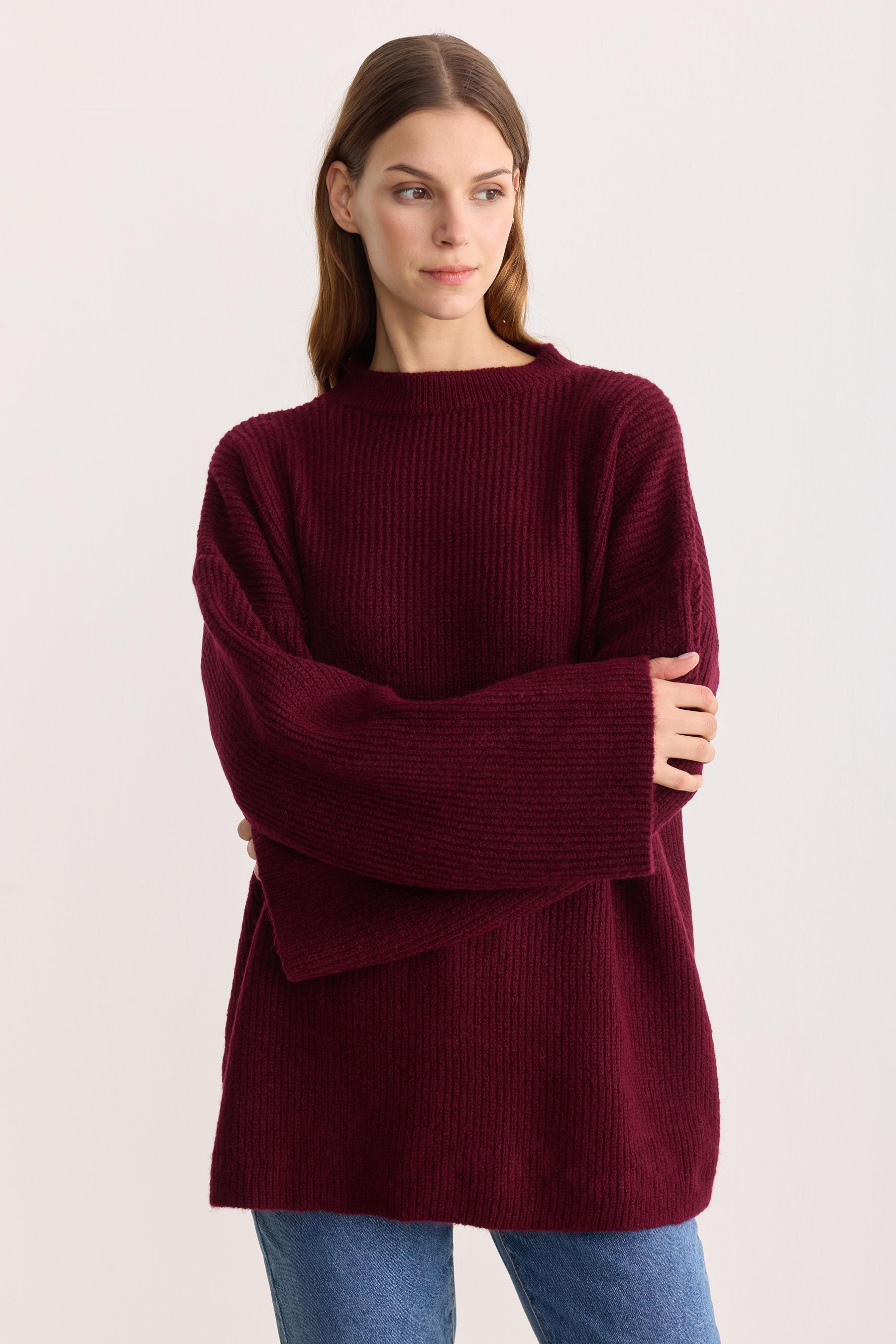 Kobe Oversize Triko Kazak Bordo