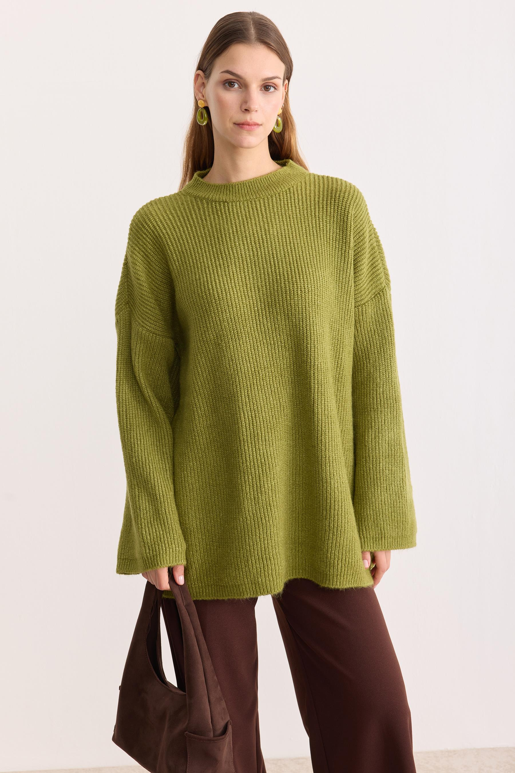 Kobe Oversize Triko Kazak Matcha Yeşil