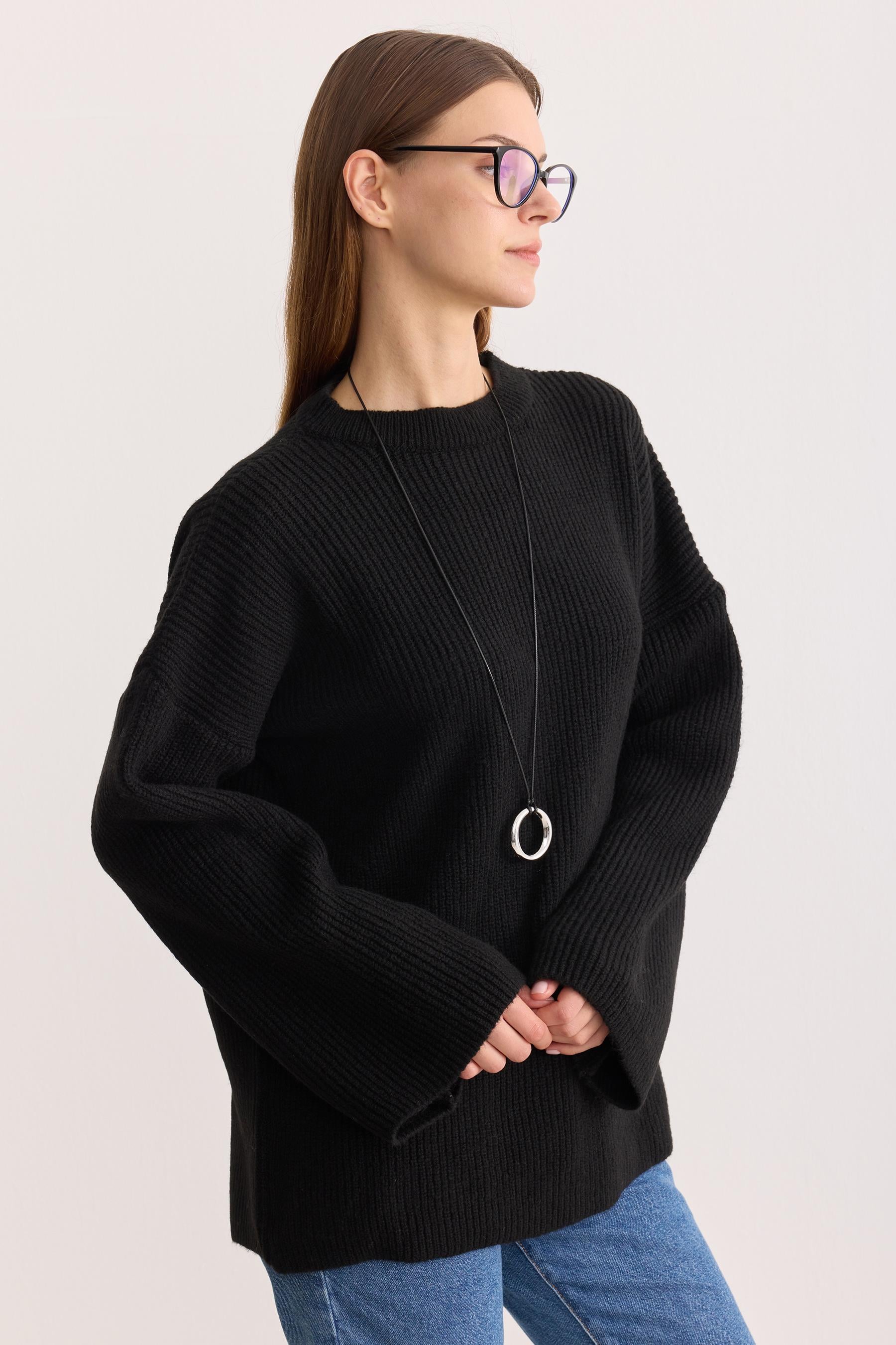 Kobe Oversize Triko Kazak Siyah