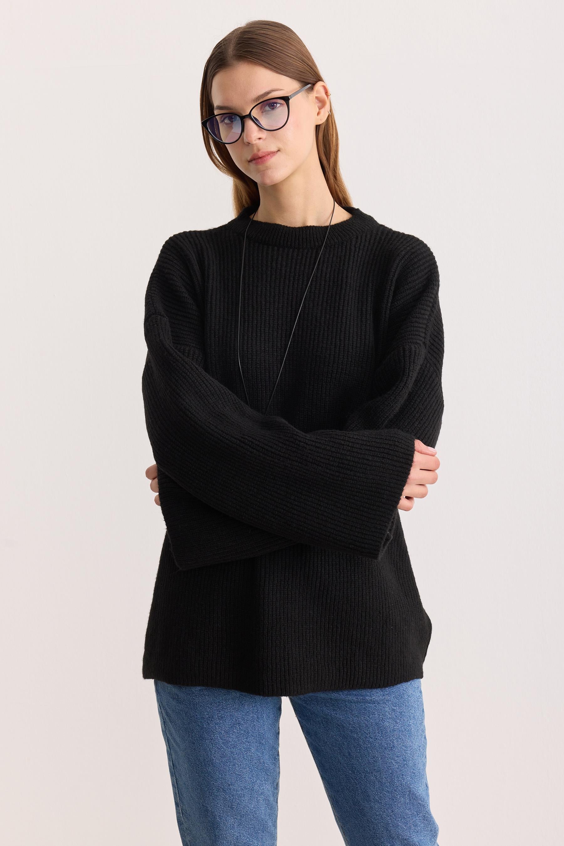 Kobe Oversize Triko Kazak Siyah