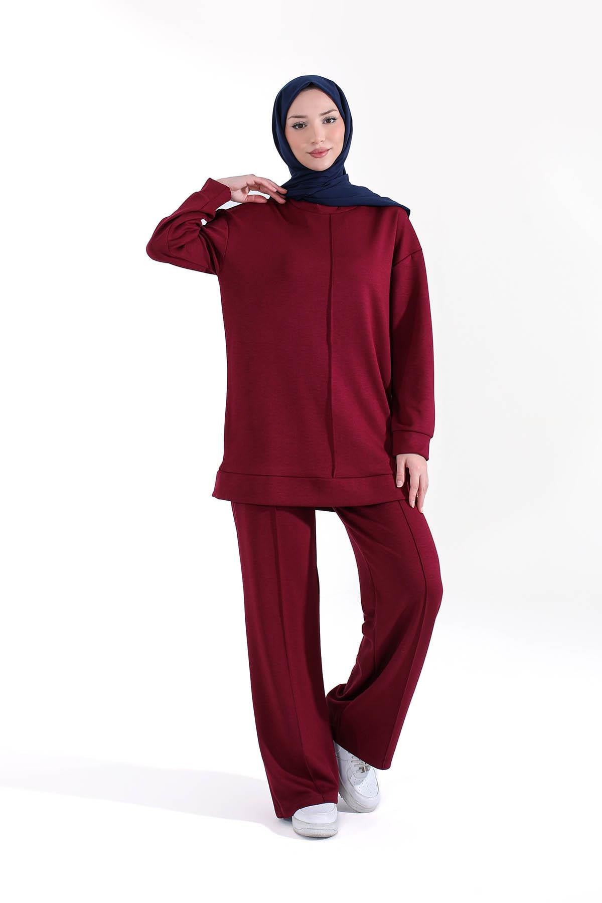 Pamuklu Oysho Kumaş Eşofman Takımı Bordo