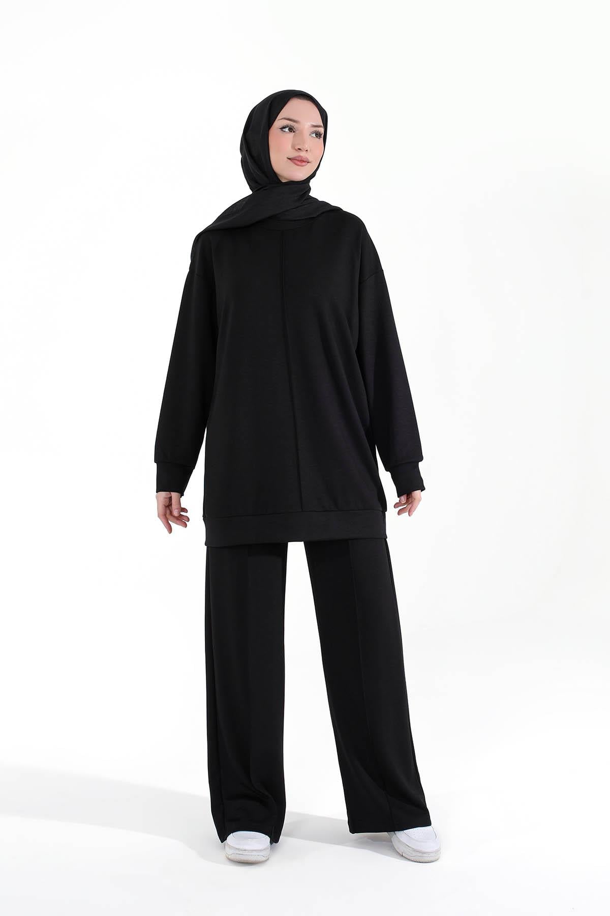 Pamuklu Oysho Kumaş Eşofman Takımı Siyah
