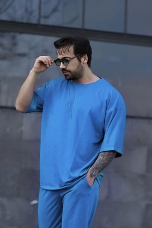 Bebe Mavisi Unisex Oversize T-shirt