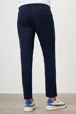 Morven Erkek Lacivert Yazlık Pileli Slim Fit Chino Pantolon