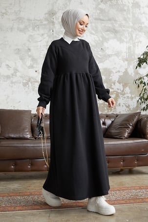 Elenor Balloon Sleeve Dress - Black