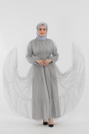 Princess Model Evening Dress-Grey