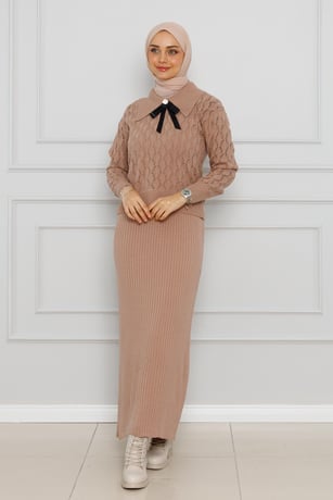 Knitted sweater dress Suit-Tan color