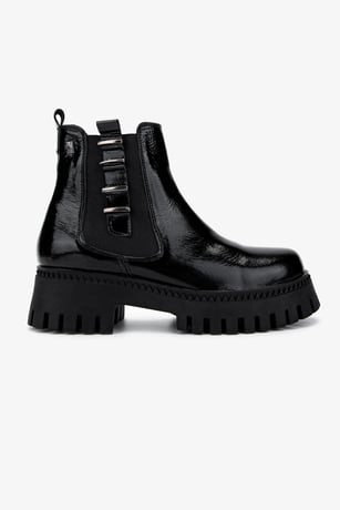 Valmenti Kadın Hakiki Deri Siyah Rugan Casual Bot