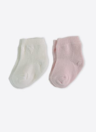 Organik Basic 2li Çorap Ekru Pembe