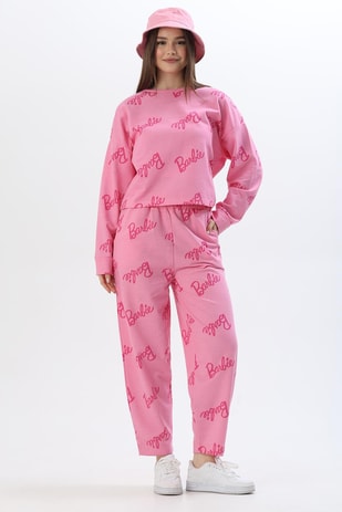 Barbie Baskılı Eşofman Takım Pembe