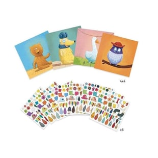 Djeco Yapıştırma Kartları - Create Animals