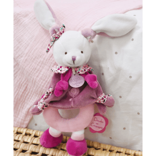 Doudou Hediye Kutulu Çıngıraklı Pembe Tavşan 19 cm