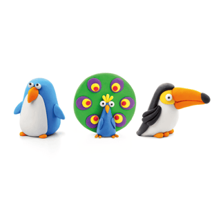 Hey Clay Yaratıcı Kil Seti - Toucan, Penguin, Peacock