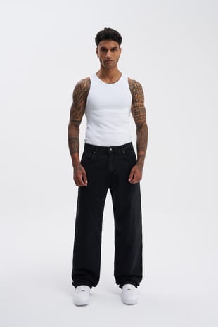 Erkek Relaxed Baggy Siyah Pantolon