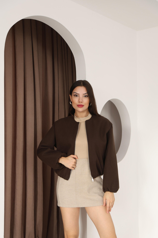 Kahve Kaşe Bomber Ceket-İGNİTES-00021