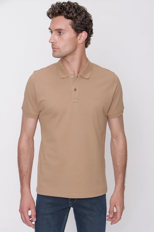 Erkek Safari Basic Düz %100 Pamuk Slim Fit Dar Kesim Kısa Kollu Polo Yaka Tişört