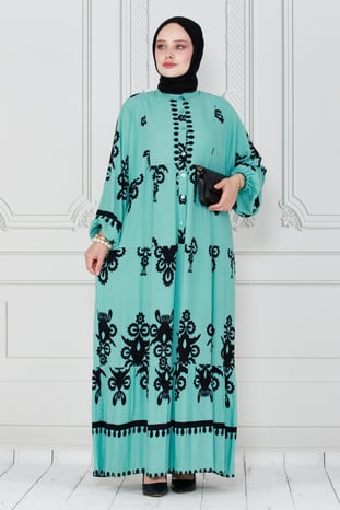 Viscose Dress-dark mint green color