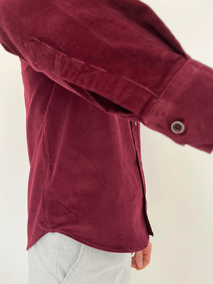 Erkek Bordo Çift Cepli Kadife Gömlek
