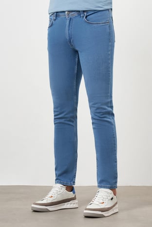 Morven Erkek Mavi Denim 5 Cep Slim Fit Jean Kot Pantolon