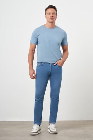 Morven Erkek Mavi Denim 5 Cep Slim Fit Jean Kot Pantolon