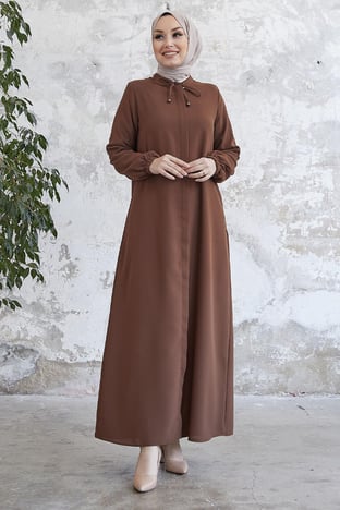 Yakası Bağcıklı Gizli Patlı Taba Ferace
