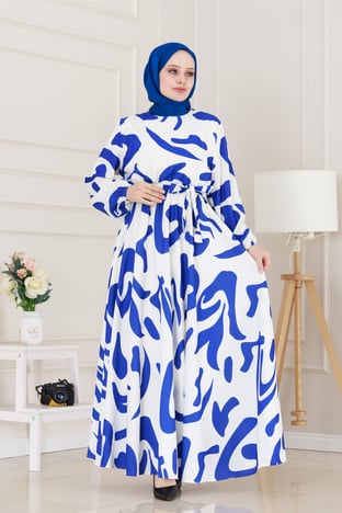 Geometric Pattern Dress- white color