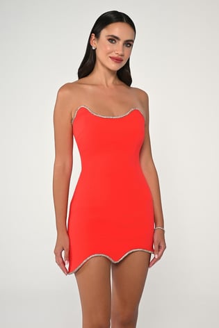 Alfa Beta Alfa Beta Kadın Normal Belli Mini Boy Günlük Turuncu Abiye & Mezuniyet Elbisesi AB6236-TURUNCU