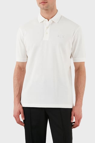 ARMANI EXCHANGE Armani Exchange Erkek AX Logolu Normal Kalıp %100 Pamuklu Kısa Kollu Beyaz Polo Yaka T-Shirt XM000330 AF10366-U0009