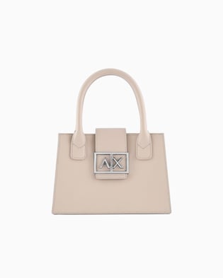 ARMANI EXCHANGE Armani Exchange Kadın Deri AX Yazı Detay Klasik Model İçi Geniş Ekru Omuz Çantası XW000306 AF12039-U1095