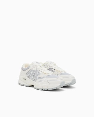 ARMANI EXCHANGE Armani Exchange Kadın Rahat Yüksek Taban AX Logolu Üstü nefes Alabilir Fileli Beyaz-Gümüş Sneaker XDX195 XV944-S137