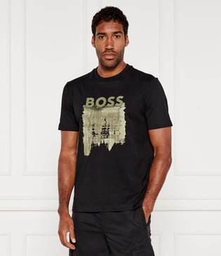 BOSS BOSS Erkek Boss Yazı Detay Bisiklet Yaka Kısa Kol Pamuklu Siyah T-Shirt 50543916-001