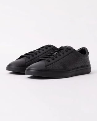 BOSS BOSS Erkek Düz Rahat Taban Monogram Logolu Deri Siyah Sneaker 50536507-005