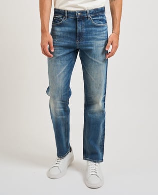 BOSS  BOSS Erkek Eskitme Desenli Normal Kalıp Pamuklu Esnek Denim Lacivert Jeans 50546630-421