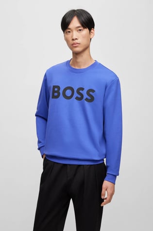 BOSS BOSS Erkek Marka Logo Detaylı Regular Fit Uzun Kollu Mavi Sweatshirt 50496642-508