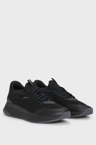 BOSS BOSS Erkek Marka Logolu Bağcıklı Kaydırmaz Tabanlı Günlük Siyah Sneaker 50523113-002