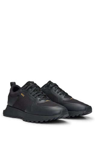 BOSS BOSS Erkek Marka Logolu Bağcıklı Kaydırmaz Tabanlı Günlük Siyah Sneaker 50513195-007
