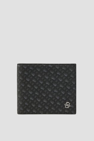 BOSS BOSS Erkek Monogram Logolu Çıtçıtlı Bozuk Para Bölmeli 6'lı Kart Bölmeli Siyah Kartlık 50536776-002