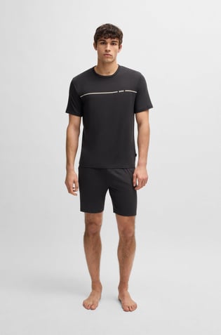 BOSS BOSS Erkek Normal Kalıp Bambu Jarse Kumaş Logo Baskılı Gri Pijama Takımı 50540627-021