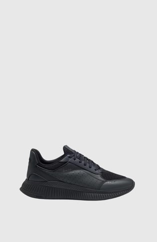 BOSS  BOSS Erkek Rahat Yüksek Taban File ve Deri Karışımlı Siyah Sneaker 50548717-005